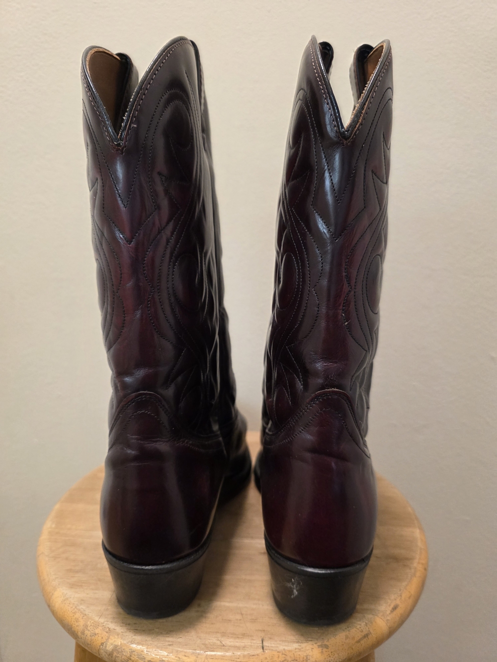 Acme USA Men's Western Leather Cowboy Boots - Burgundy - Picture 6 of 11